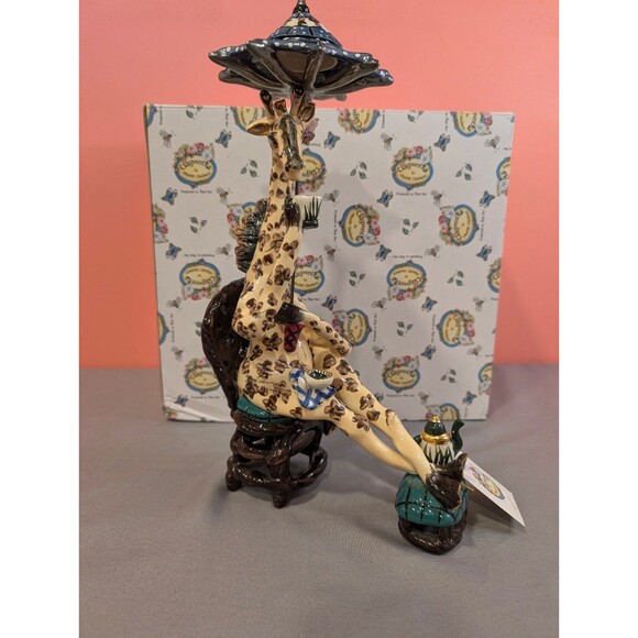 Blue Sky Clayworks Heather Goldminc Giraffe Figurine Tea Light Candle Holder - Picture 8 of 11
